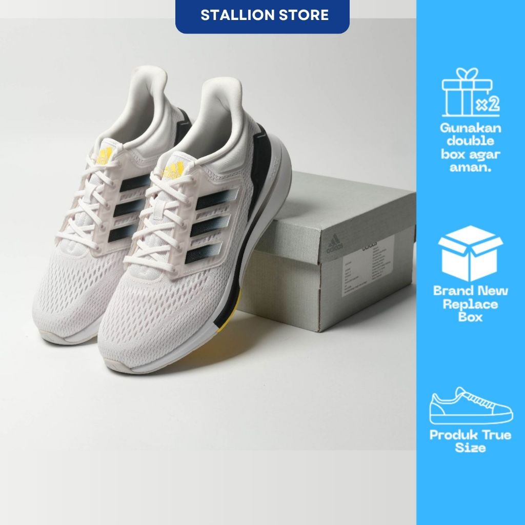SEPATU RUNNING /  EQ 21 - WHITE BLACK FLASH YELLOW