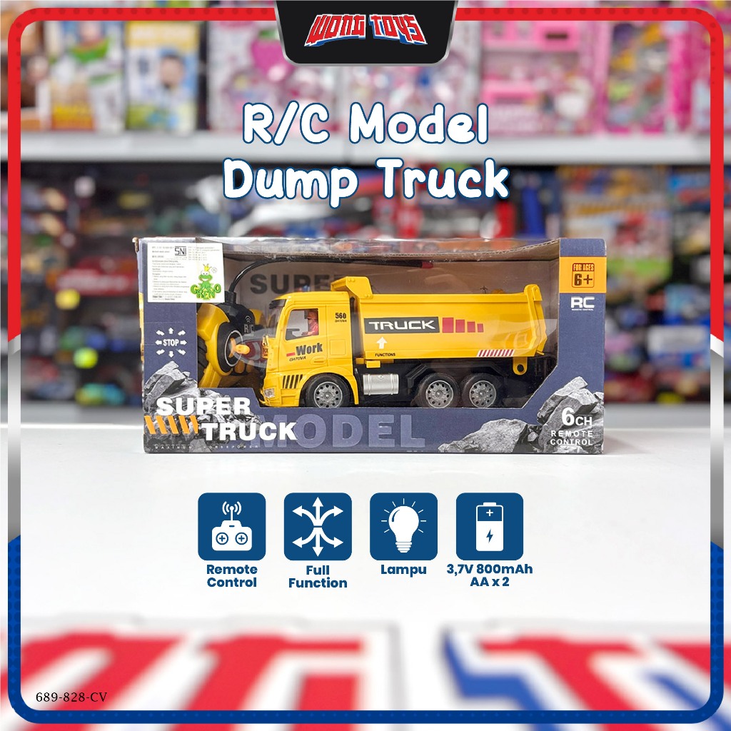 R/C Model Dump Truck (689-828-CV) - Mainan Mobilan Remote Control Truck Lampu Super Truck