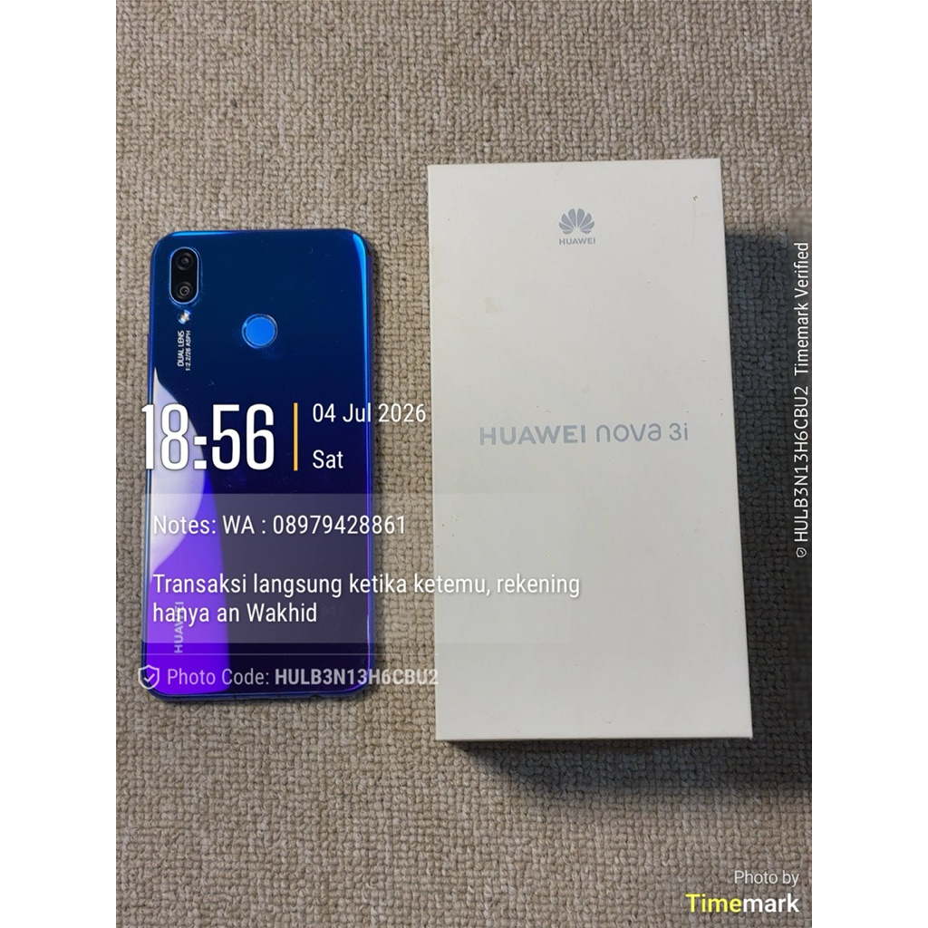 Preloved Huawei Nova 3i (4/128GB) / hp android second hp bekas kota bogor handphone smartphone