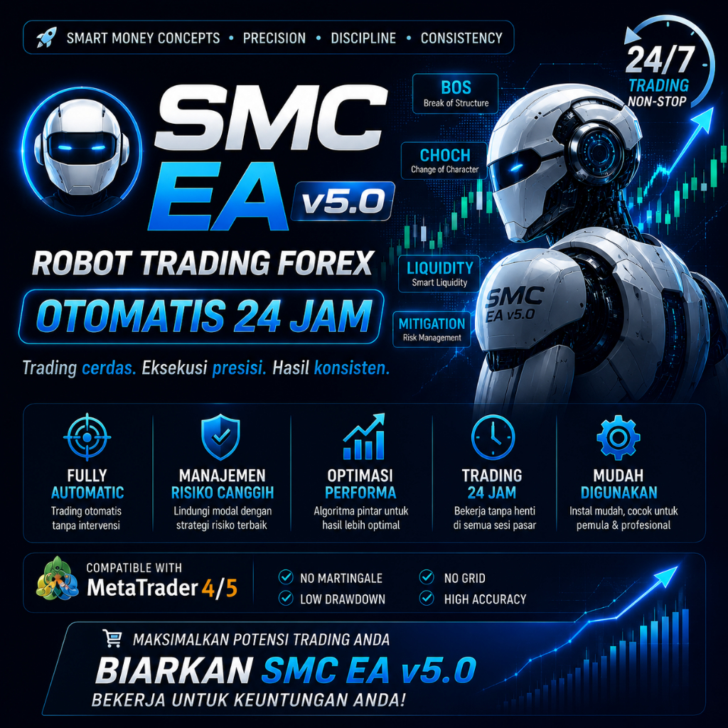 Expert Advisor SMC Strategy v5.0 — Robot Trading Forex Otomatis 24 Jam