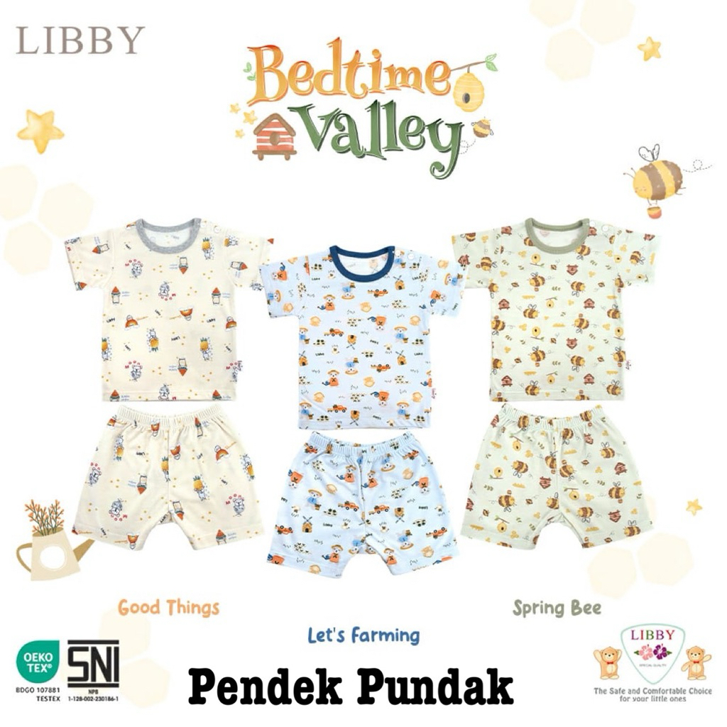 Libby 3pcs Stelan Pendek (Baju & Celana Pendek) Oblong Kancing Pundak Premium Cotton