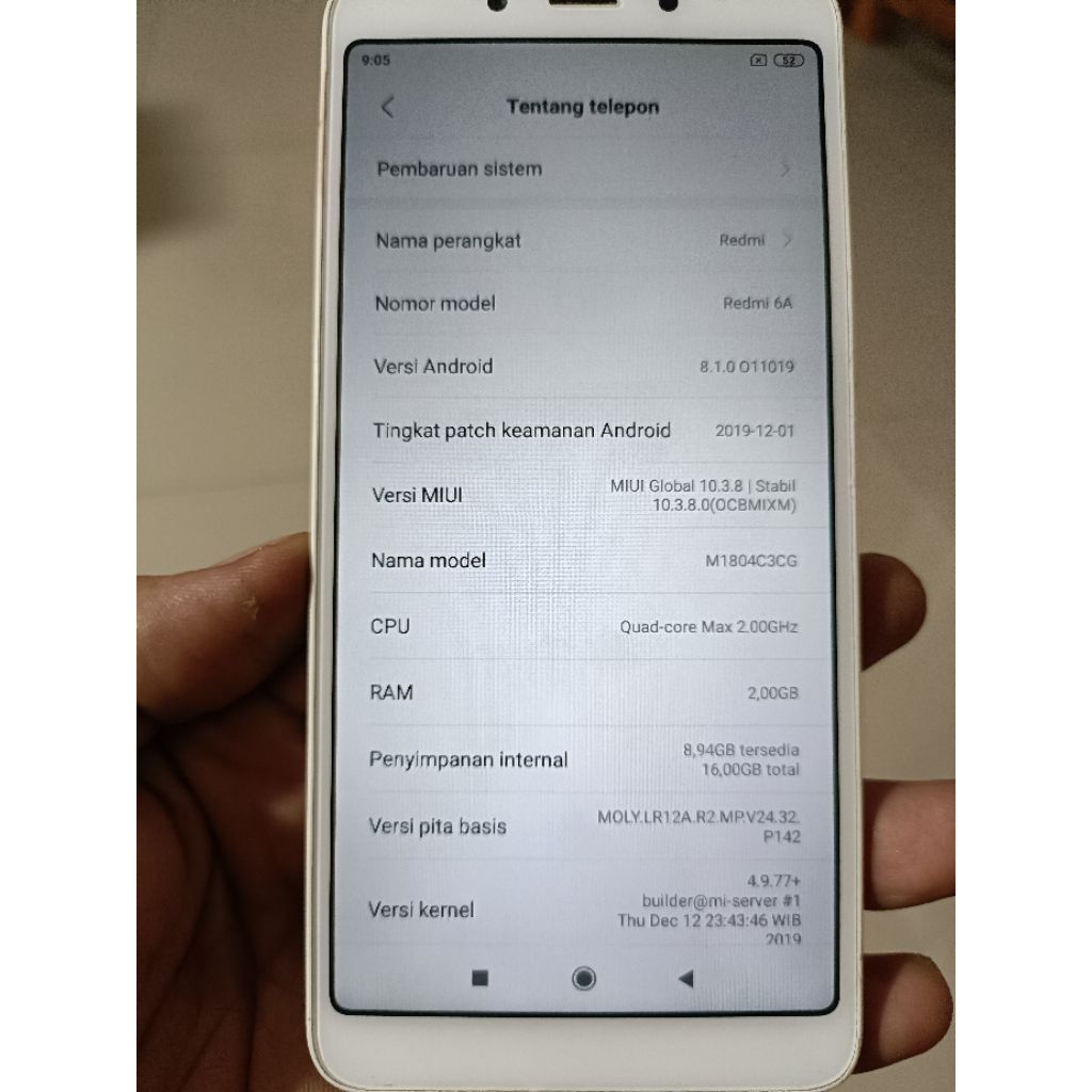 LCD XIAOMI REDMI 6A ORIGINAL COPOTAN DARI HANDPHONE