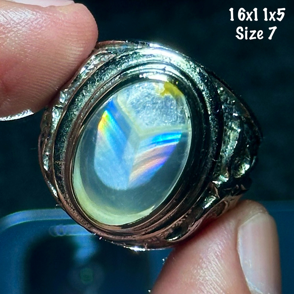 Cincin Batu Akik Natural Iris Junder Pelangi Kristal (asli alam)