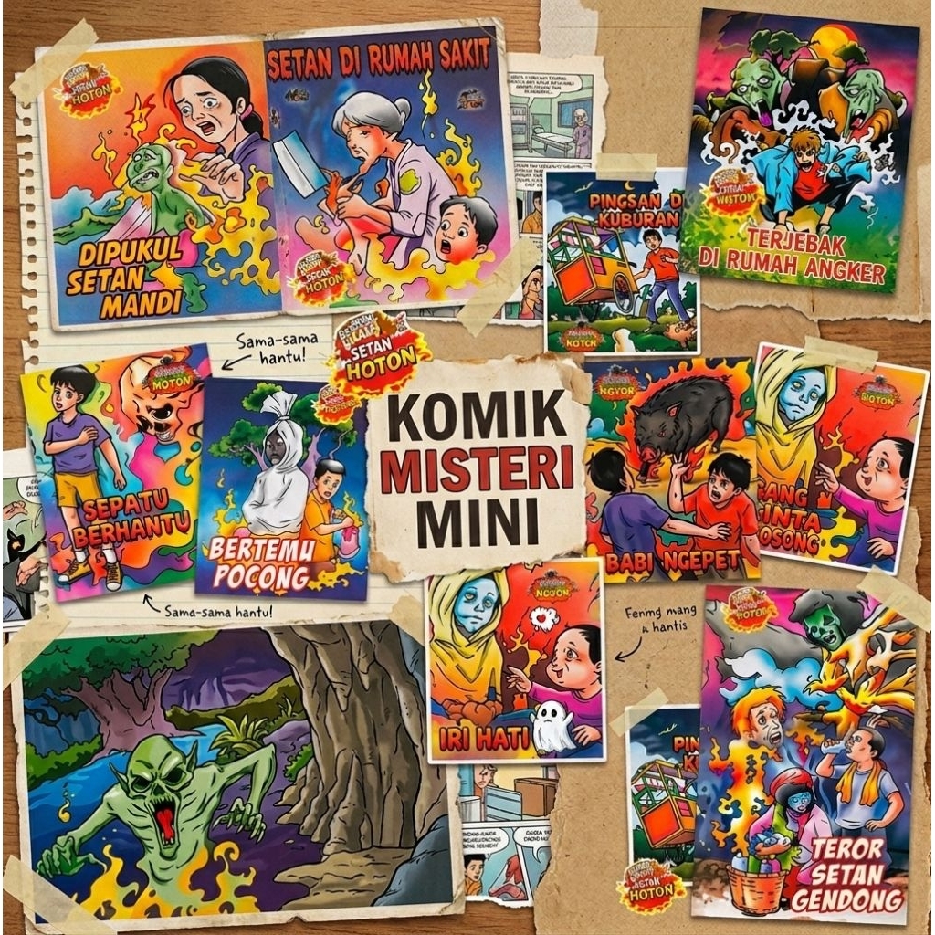ISI 50 PCS Buku Komik Misteri Mini & Dongeng Anak / Komik Jadul Murah Ukuran 8x9 cm