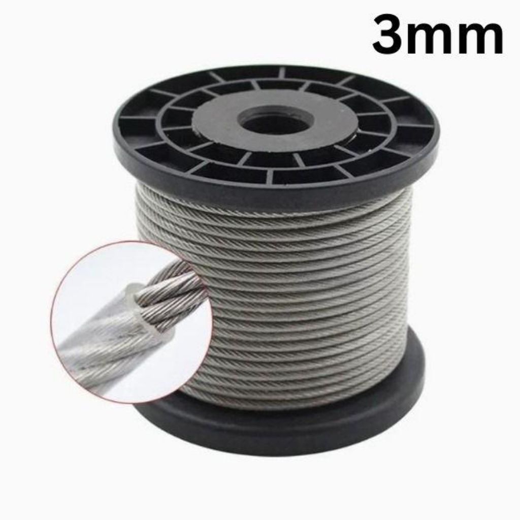 Seling Lapis Plastik 3 Mm 1 Roll Panjang 1000 Meter Kawat Sling Baja Pvc