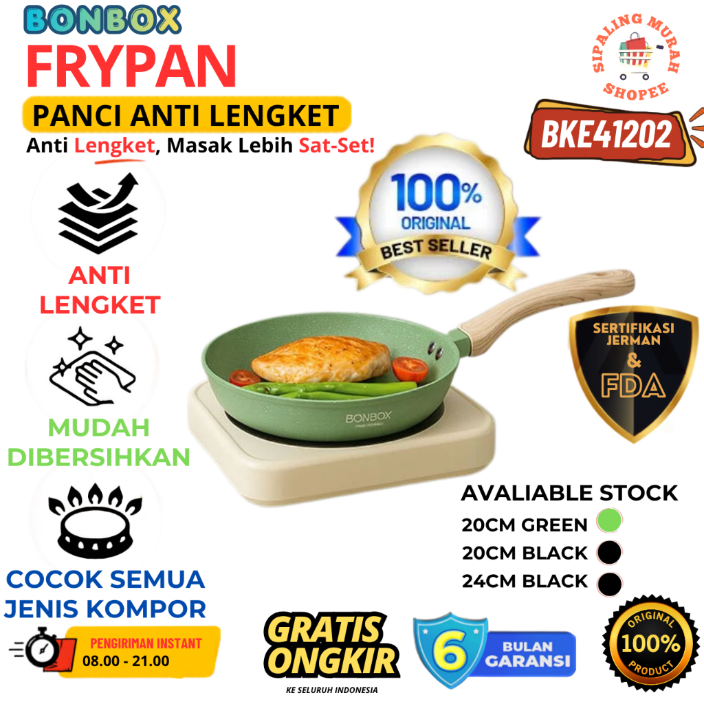 BONBOX PANOVA BKE41202 BKE41203 BKE50102 WAJAN PANCI FRYPAN ANTI LENGKET GRANITE TANPA MINYAK TANPA 