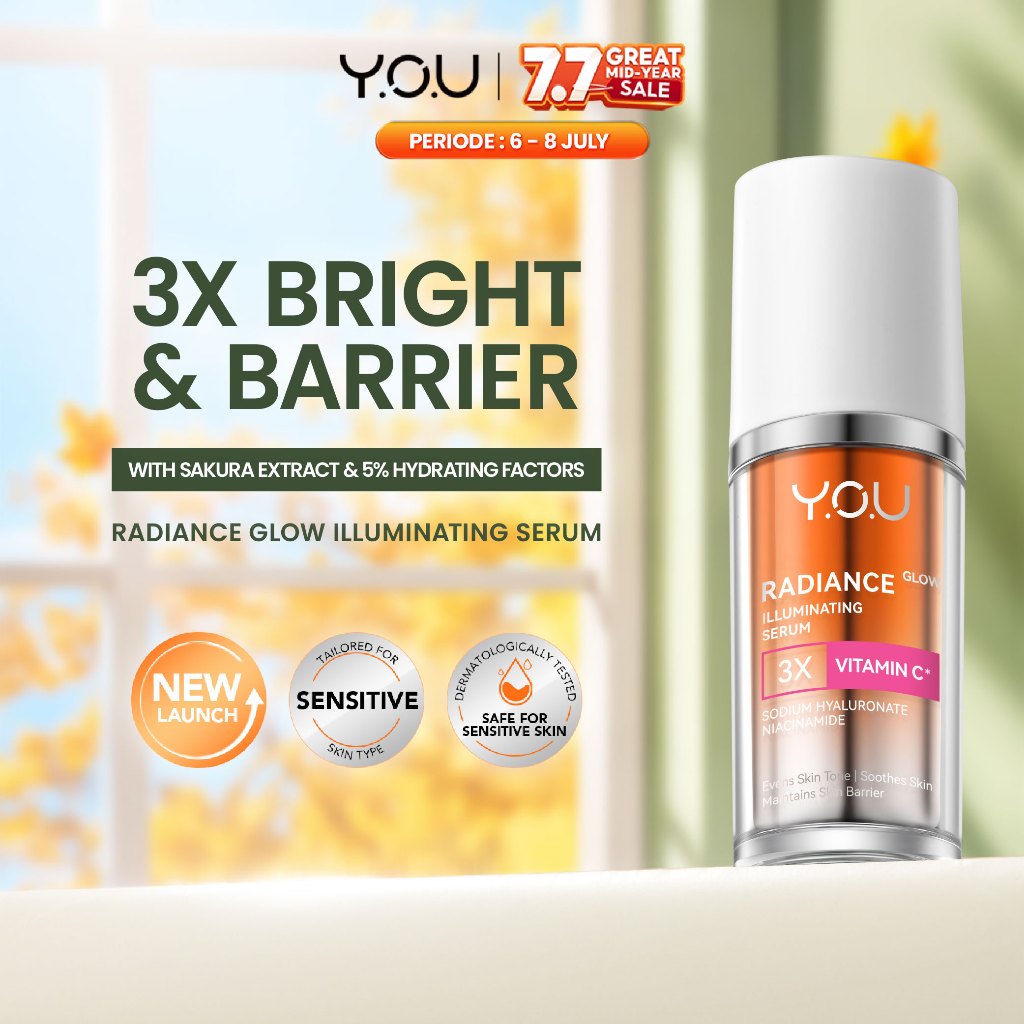 YOU Radiance Glow Illuminating Serum Niacinamide Vit C Ceramide Serum Brightening Dull Skin Kulit Ku