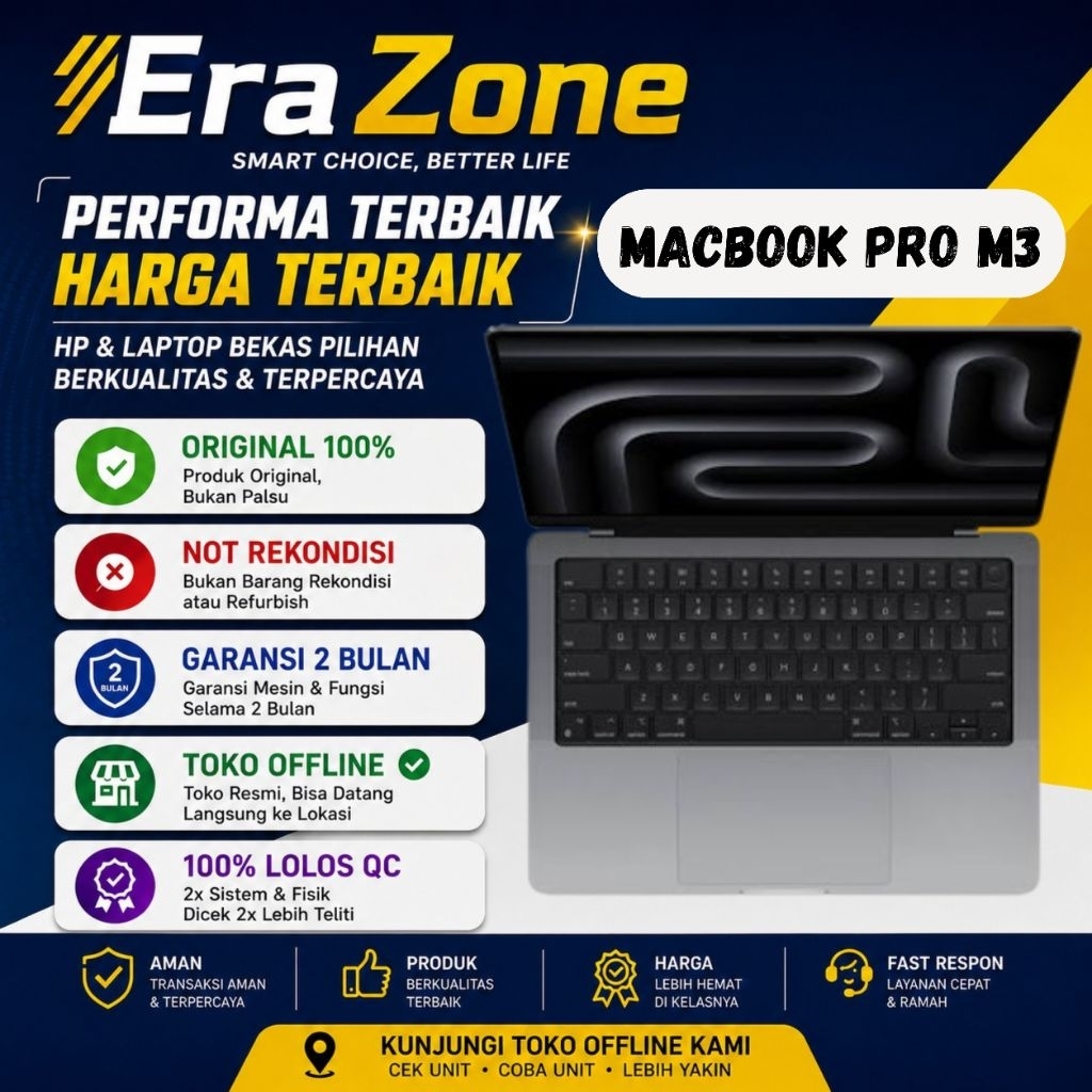 (Termurah) Ex Apple MacBook Pro M3 14 16 Inch MAX 2024 8GB 18GB 36GB 48GB 512GB 1TB
