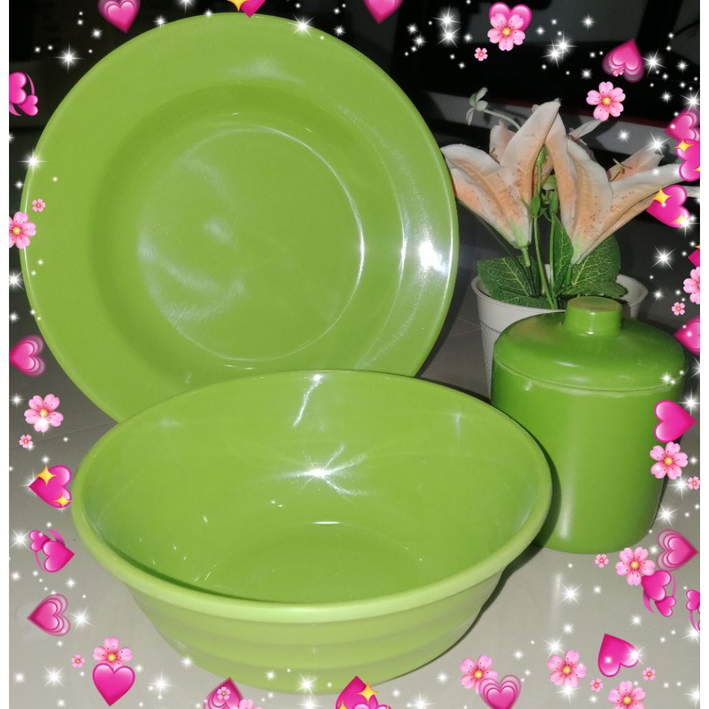 Set Alat Makan Melamin hijau custom