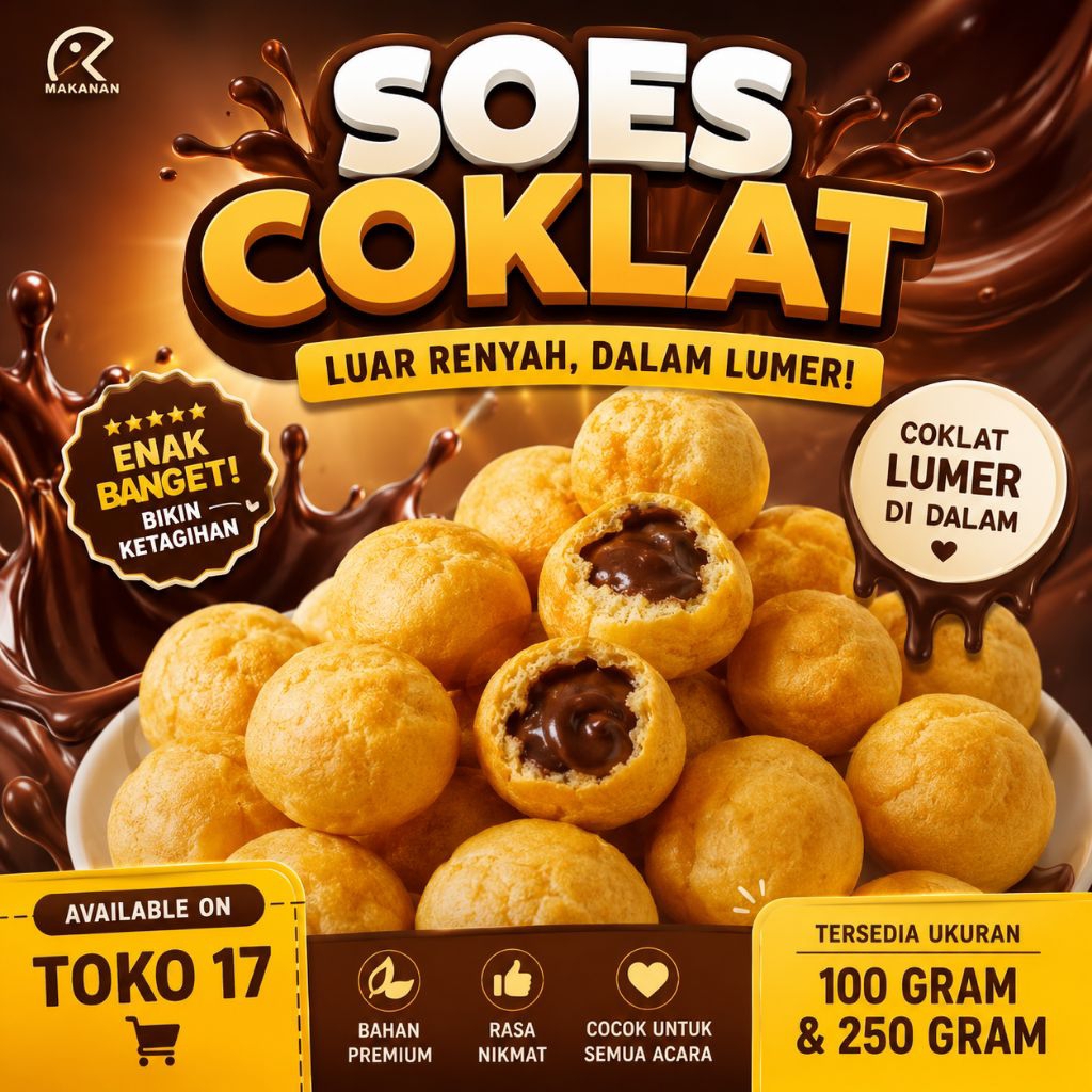 Soes Kering Coklat by crown isi 100 Gram dan 250 Gram