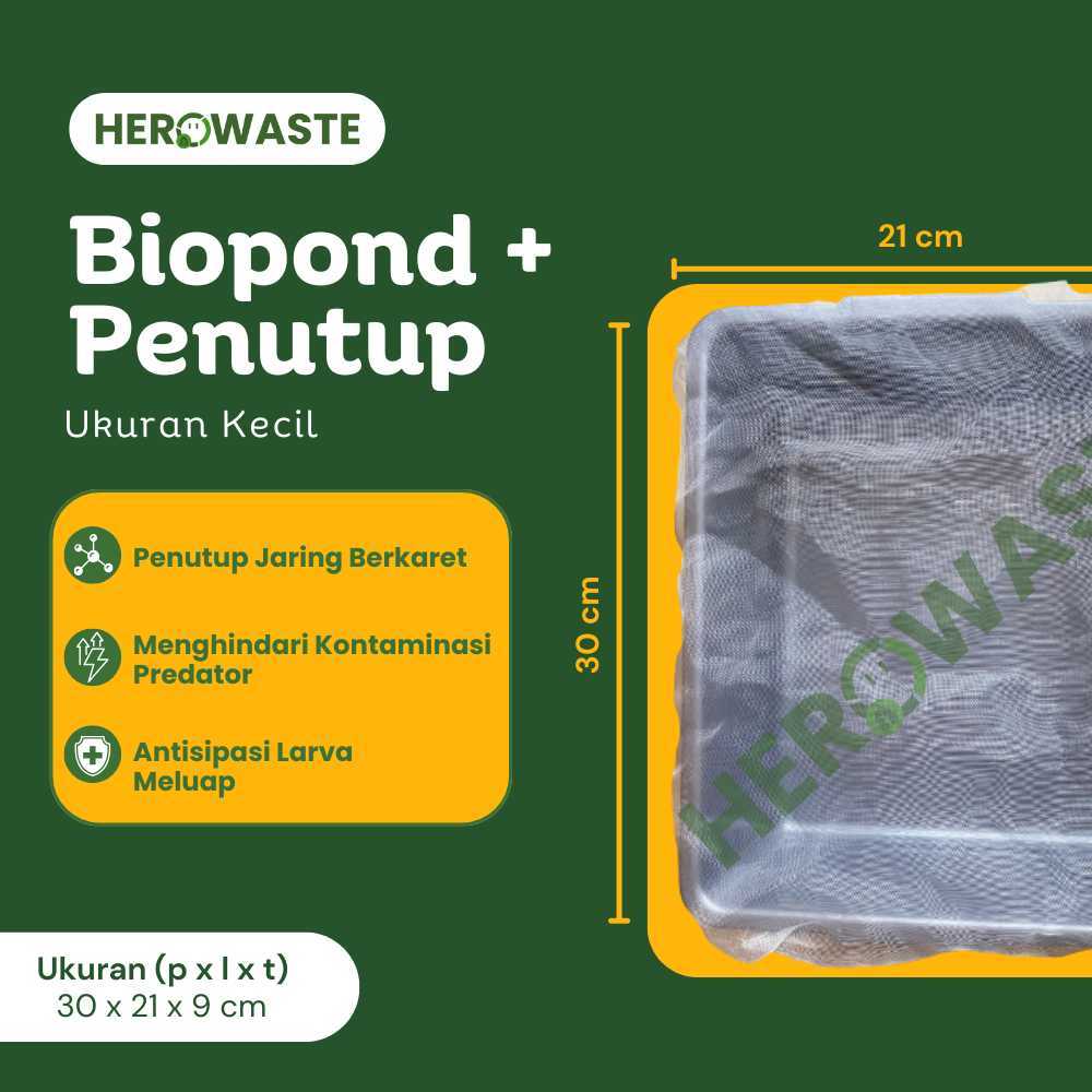 Biopond Kecil Budidaya Maggot BSF Herowaste | Baskom Plastik + Penutup Jaring | Box Wadah Maggot, Ko