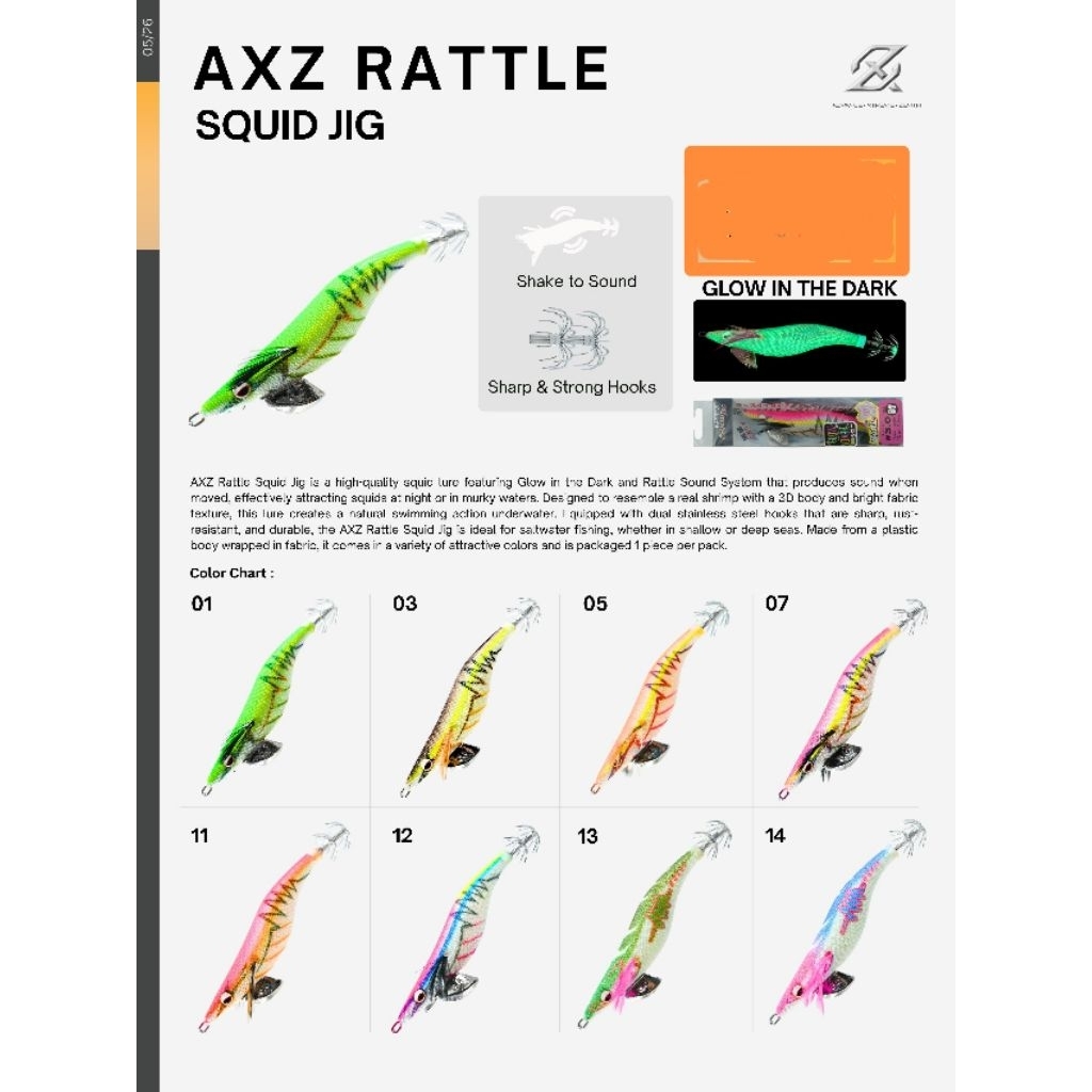 Lure AXZ Rattle Squid Jig Egi