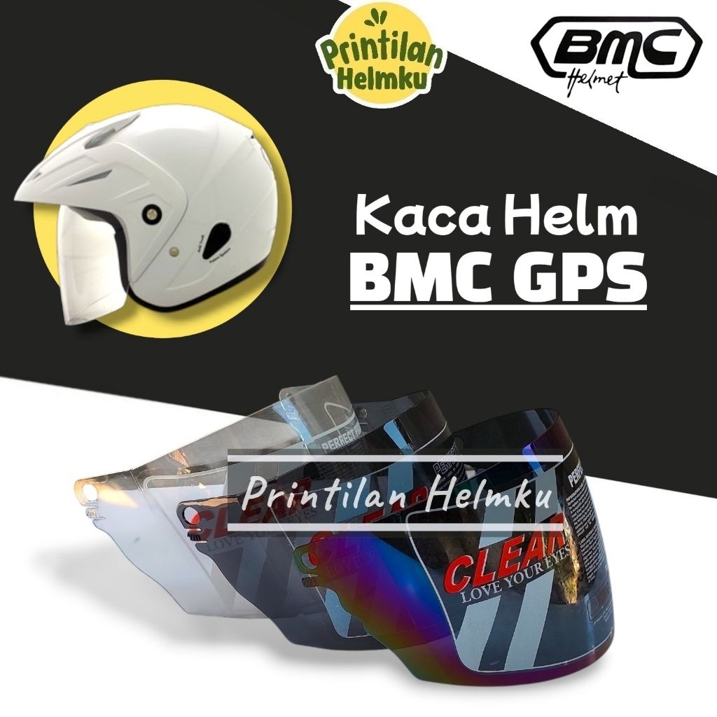 PRINTILANHELMKU Kaca Helm BMC GPS Visor Helmet BMC GPS Pelangi Hitam Bening