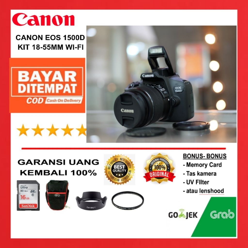 KAMERA CANON EOS 1300D / Canon 1500D / Canon 1300D lensa 18-55mm Support Wi-Fi