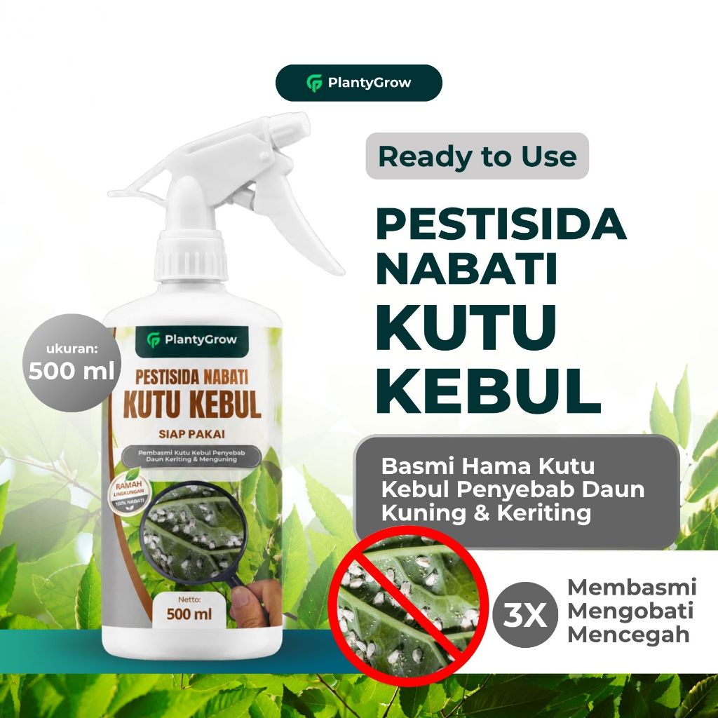 PlantyGrow - Pestisida Nabati Kutu Kebul 500ml Siap Pakai – Pembasmi Kutu Kebul Penyebab Daun Keriti