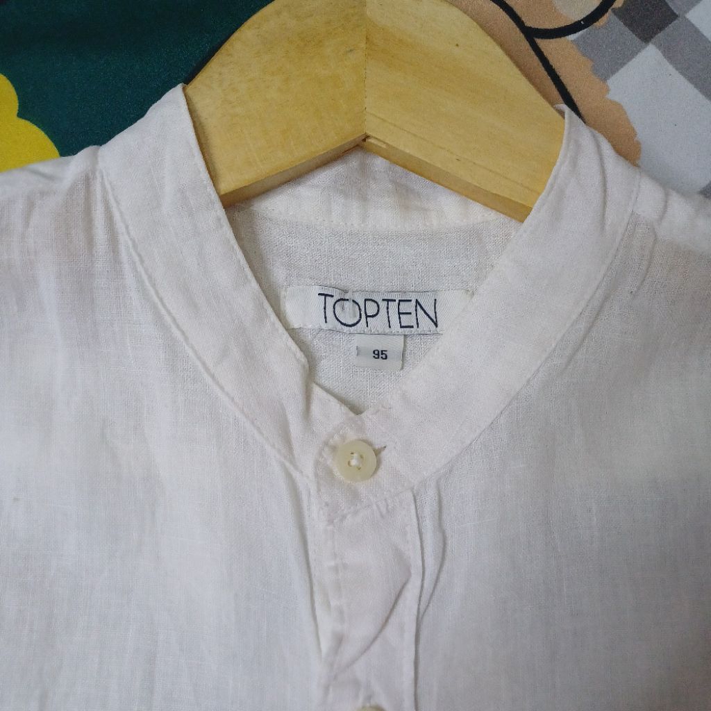 Kemeja Putih  Linen Lengan Panjang " TOPTEN" Preloved (like new)