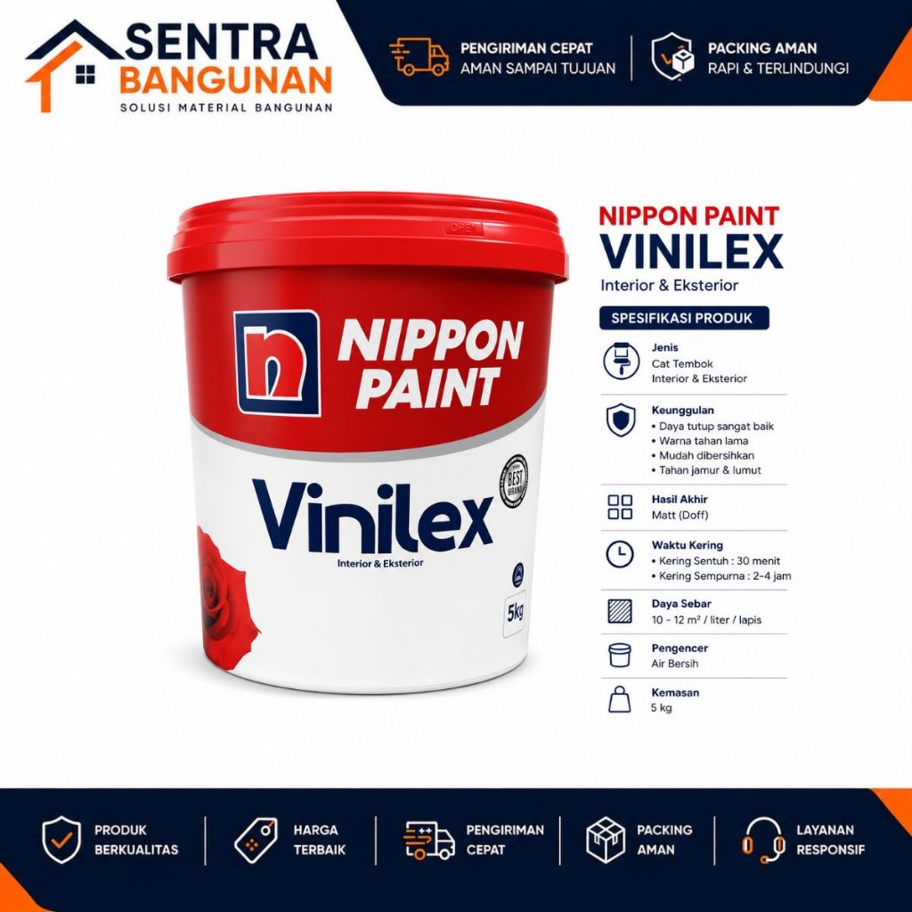 CAT TEMBOK VINILEX 5000 NIPPON PAINT VINILEX 5000 KEMBANG 5 KG