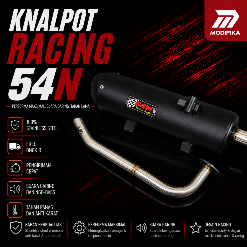 Knalpot Racing Adem Copy Cms 54N Full System Leher Kadut Ceklis Honda Vario 125 150 end muffler bass