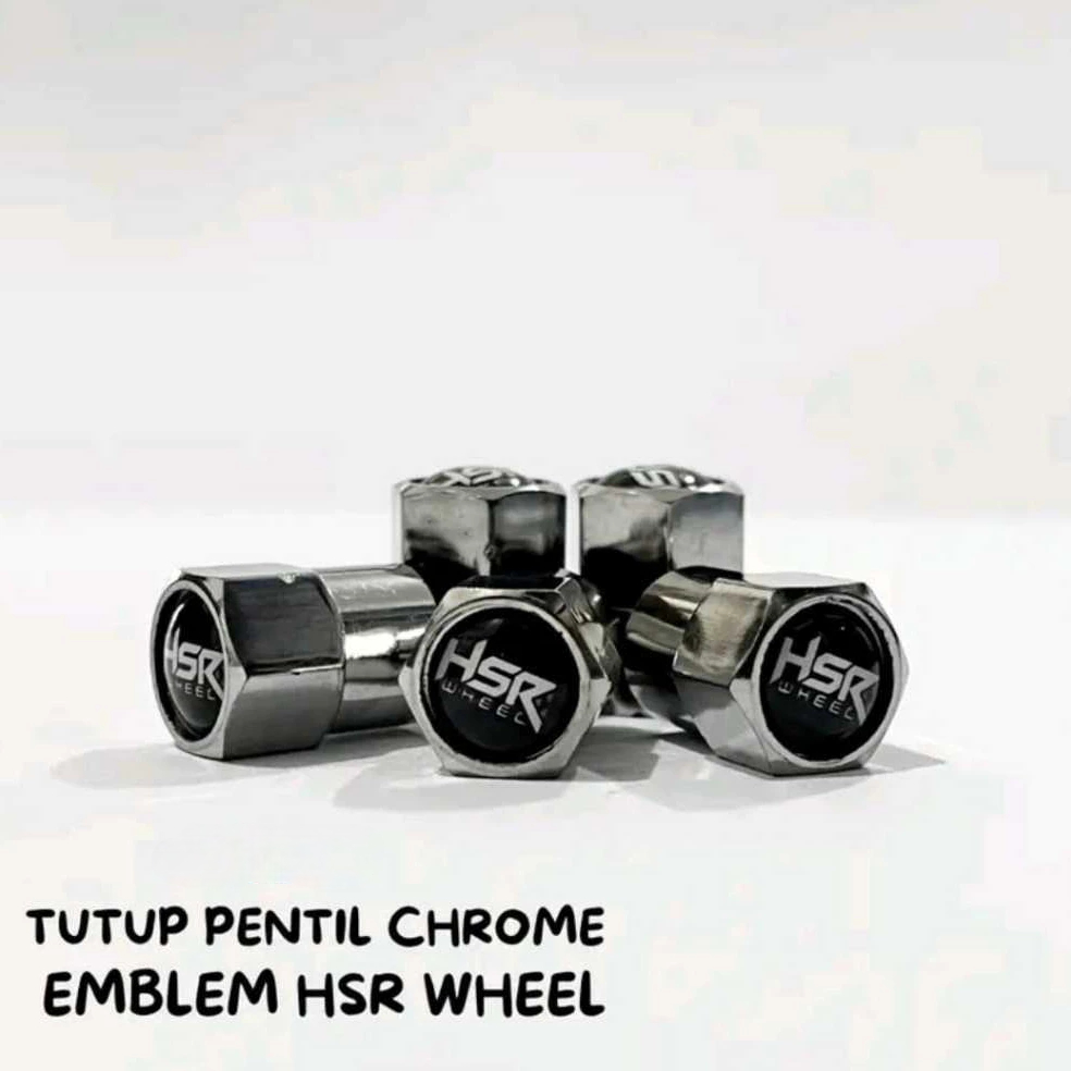 Tutup Pentil Chrome Logo HSR Wheel Bisa Untuk Mobil Dan Motor