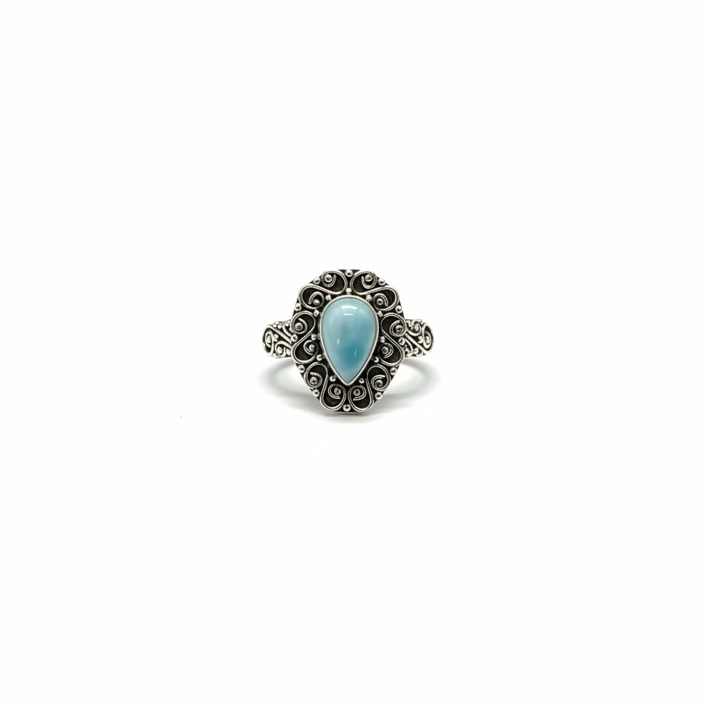 Cincin Perak 925 Dengan Batu Larimar | Ring Silver 925 with Larimar Stone | Gatavy Jewelry | GJR 007
