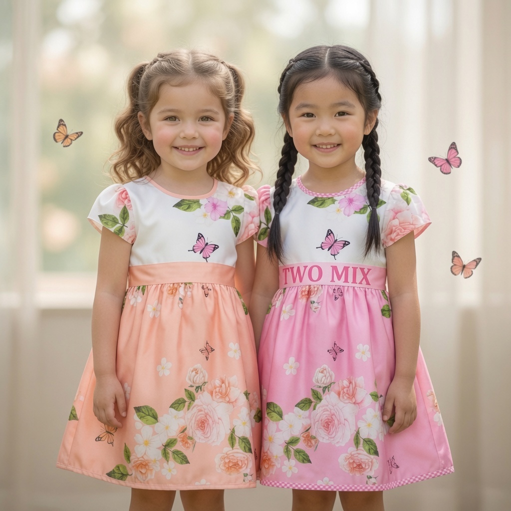 YUFFIE - Mariposa Baju Dress Anak Perempuan - Gaun Satin Elegant Anak Cewek 1-12 Tahun 4407