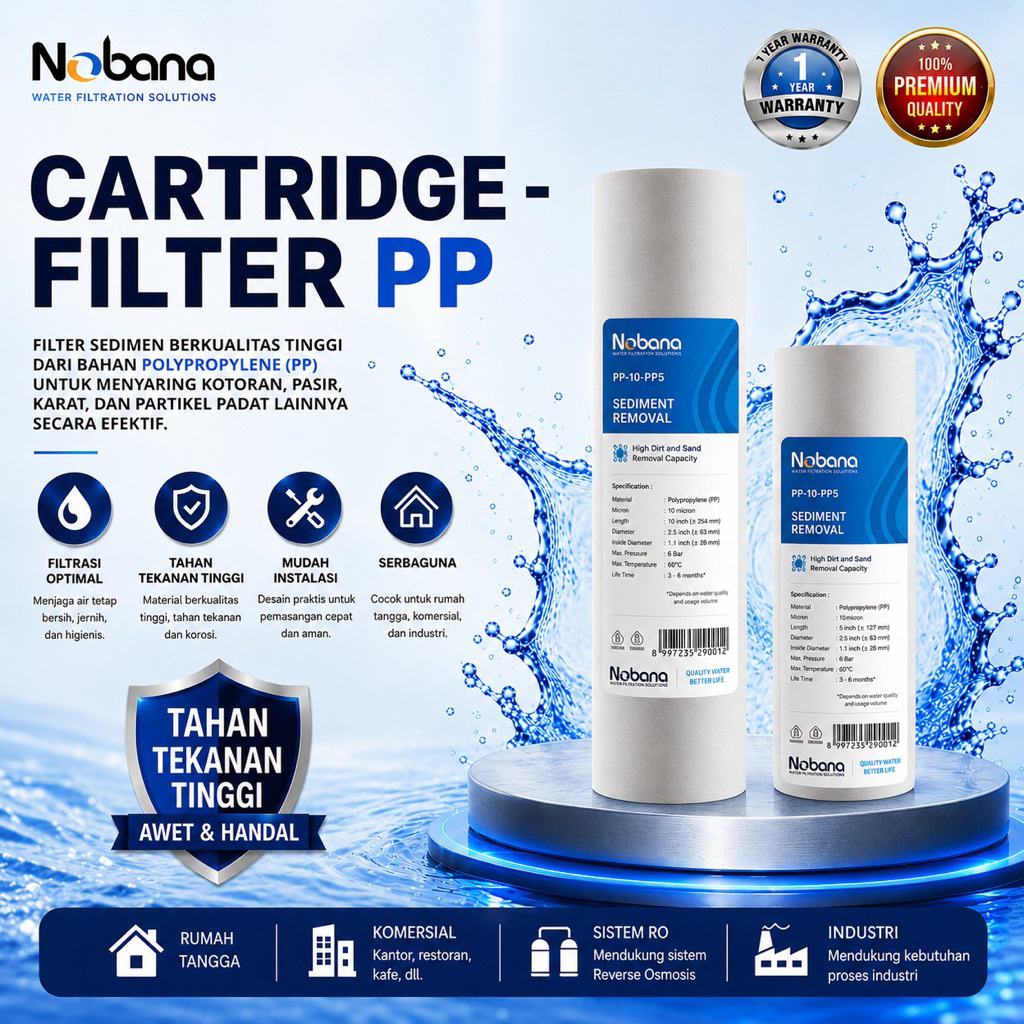 [NOBANA] Refil PP Filter untuk mesin RO-C6A 1200GPD & Mesin RO-8A 100GPD