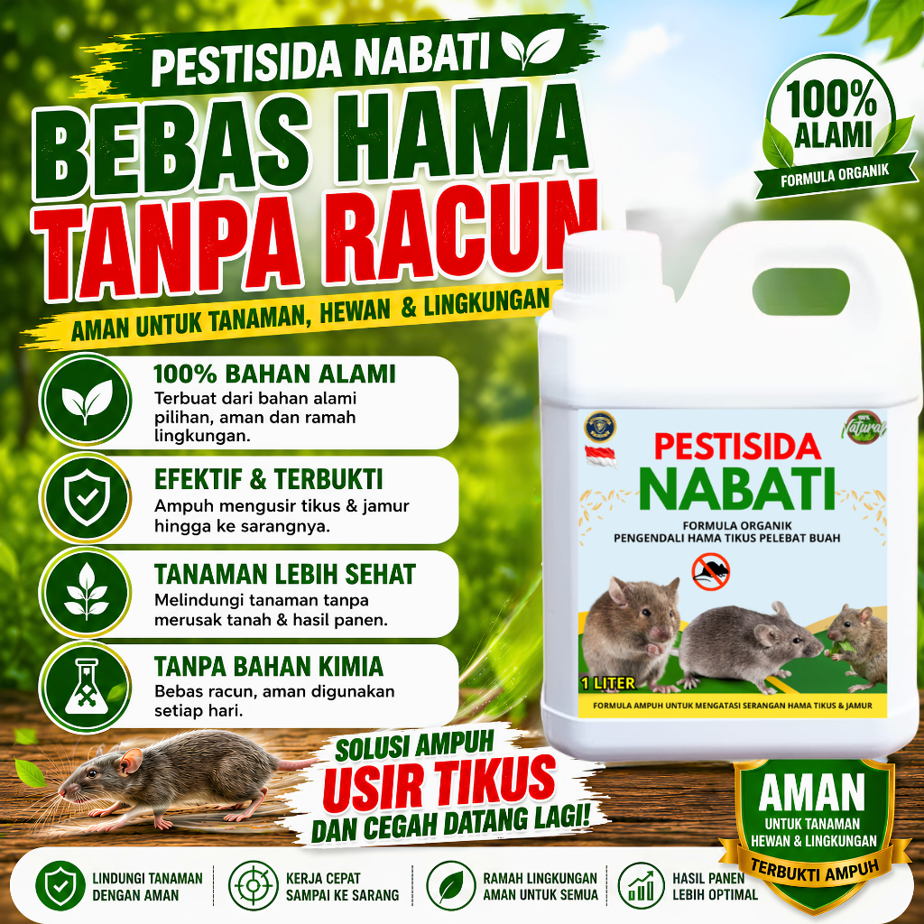 Pestisida Nabati Pengusir & pengandali Hama Tikus 1 liter  Aman Efektif Lindungi | Solusi ampuh Cega