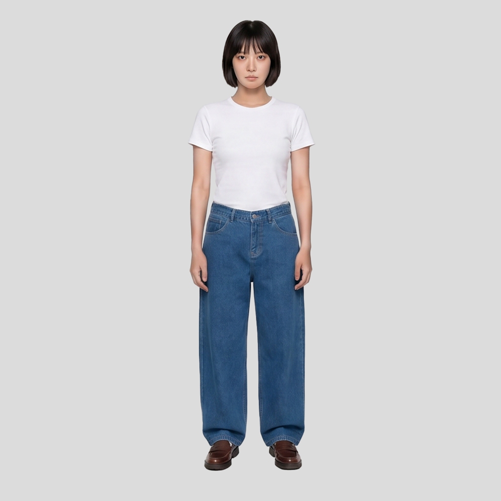 Fairgoods Celana Wanita Barrel Jeans Maru Dark Blue
