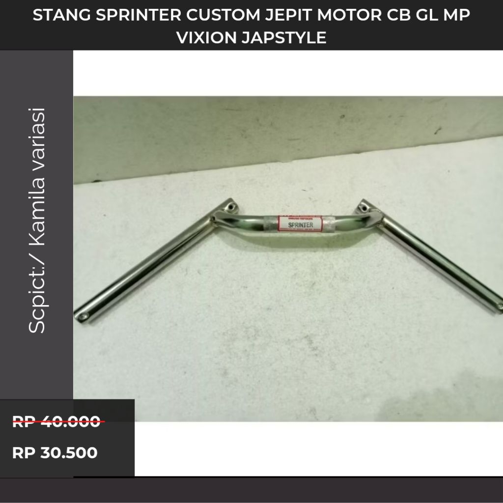 Promo Stang Sprinter Custom Jepit Motor CB GL MP VIXION japstyle Stang Stir Sprinter Racing Pendek M