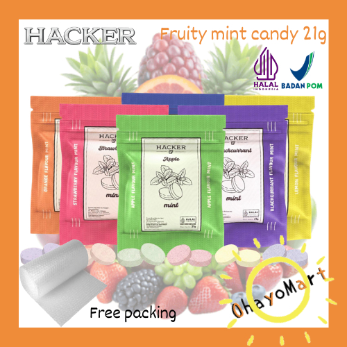 Hacker 07 mint fruity candy / hacker permen mint rasa buah 21g