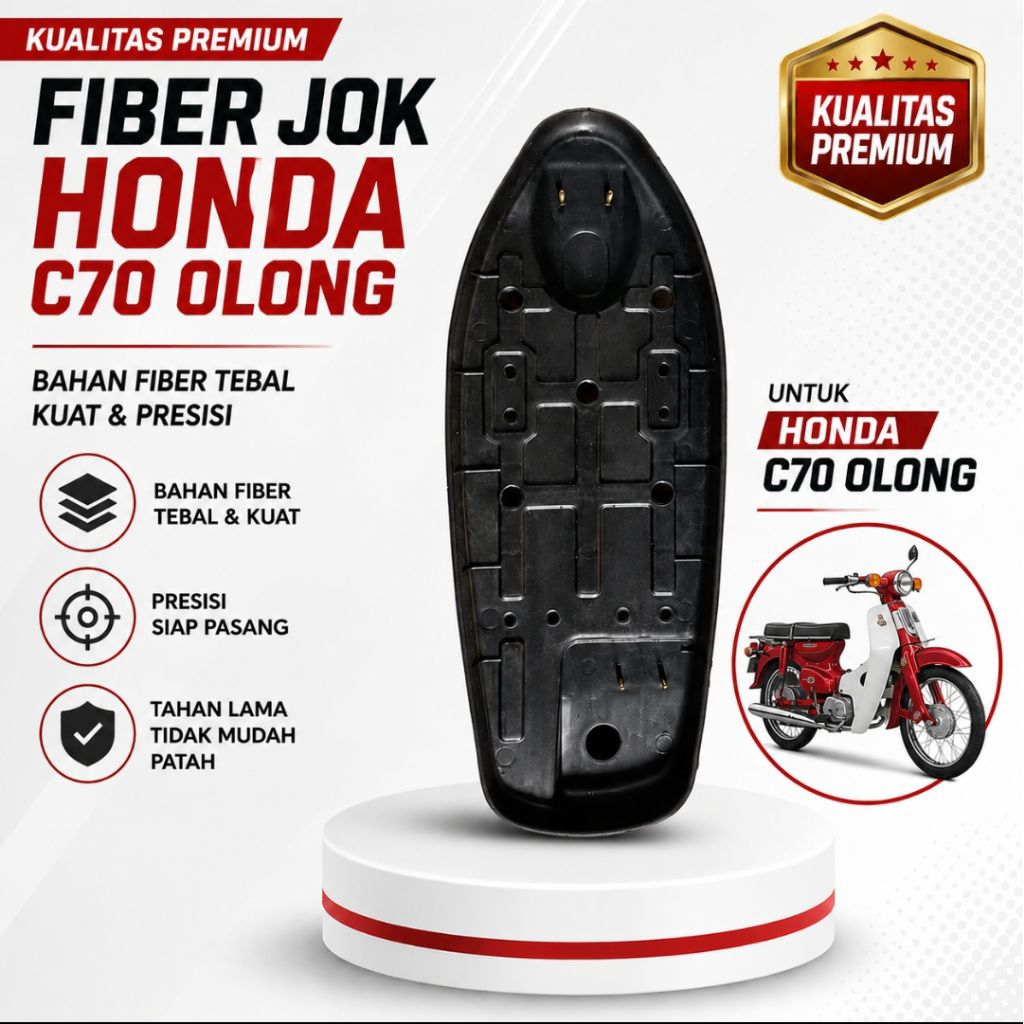 Fiber Jok Honda C70 Olong | Plastik Fiber Jok C70 Olong Presisi Tebal untuk Restorasi & Modifikasi