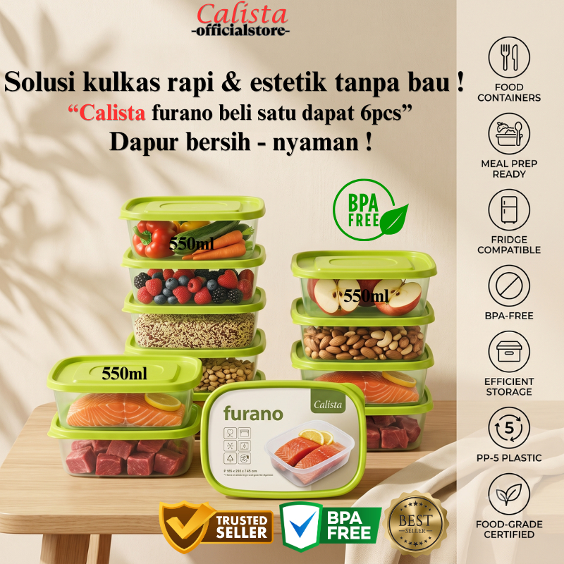 [BPA FREE] Calista Furano Set Full Warna 550ml Wadah Penyimpanan Makanan Food Kontainer Toples Kulka