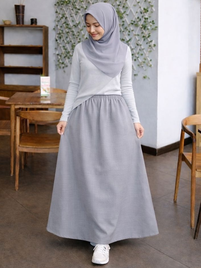 Rok Kerja Panjang Muslimah Original AMUNZEN Polos Full Karet (Produsen Rok Kerja Wolfis Balotelli)