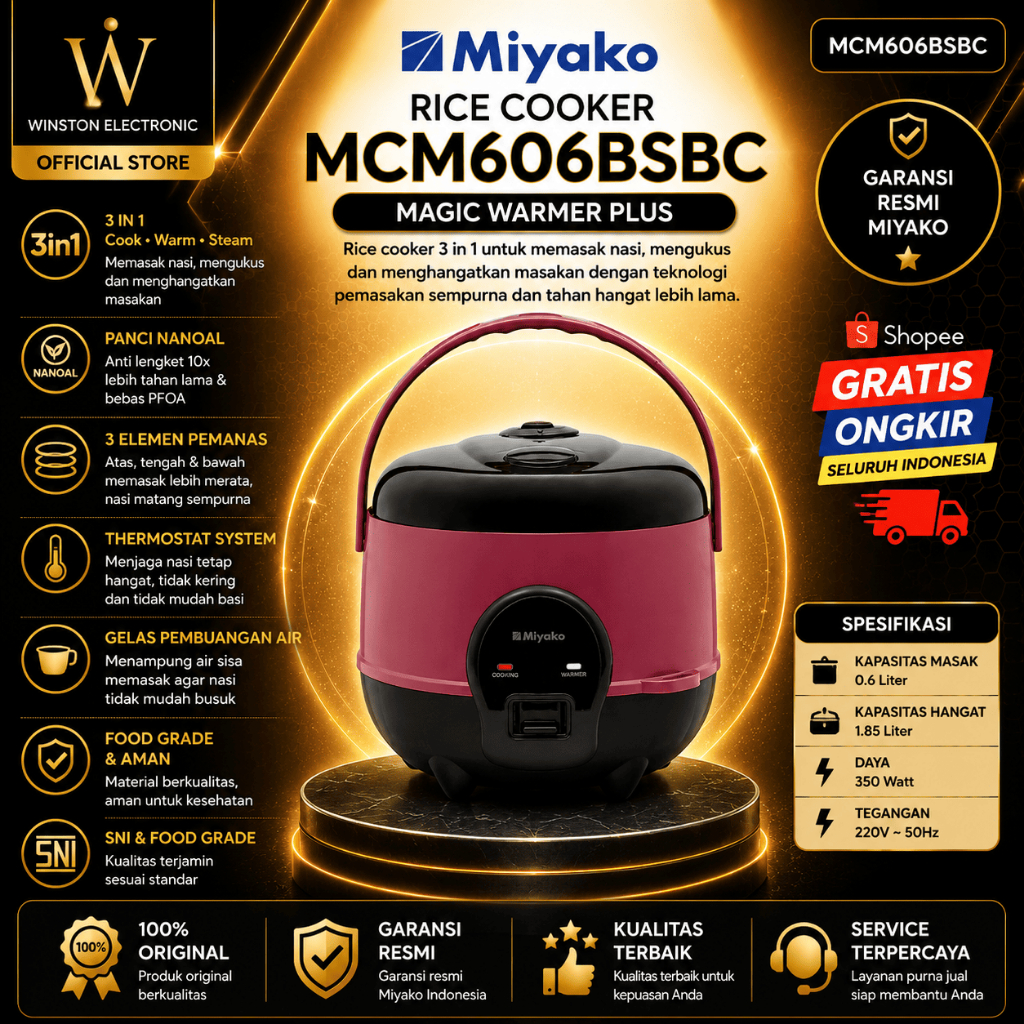 RICE COOKER MIYAKO MCM 606B SBC MAGIC WARMER PLUS/MCM-606B-SBC/MCM606BSBC/MCM 606 B SBC/MIYAKO ORI