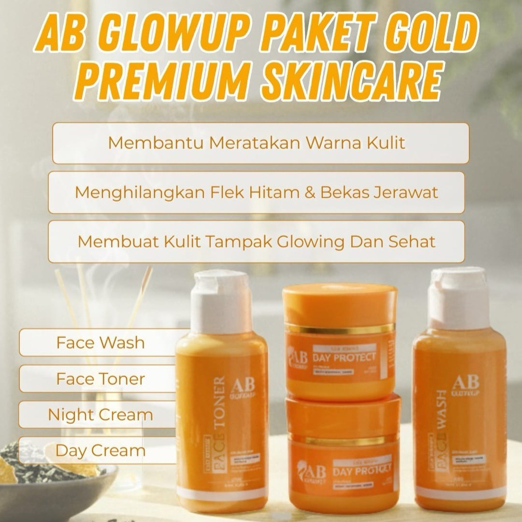 Skincare AB Glow Up Gold Premium Kulit Berjerawat by Avril Memutihkan dan Mencerahkan Cream Krim Sia