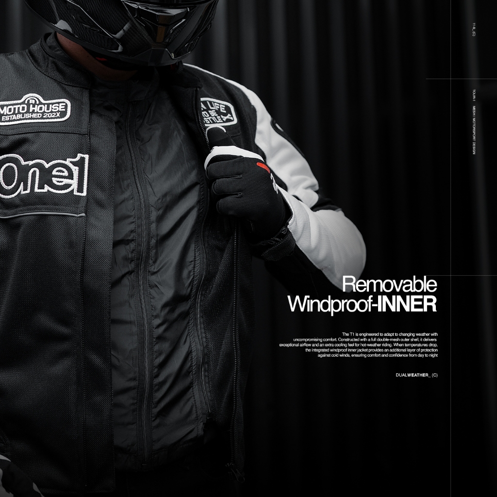 READY STOCK Oneonenine Ksr Jaket Mesh TOUR1 BLACK WHITE Series - Jaket Motor Body Protector 2026