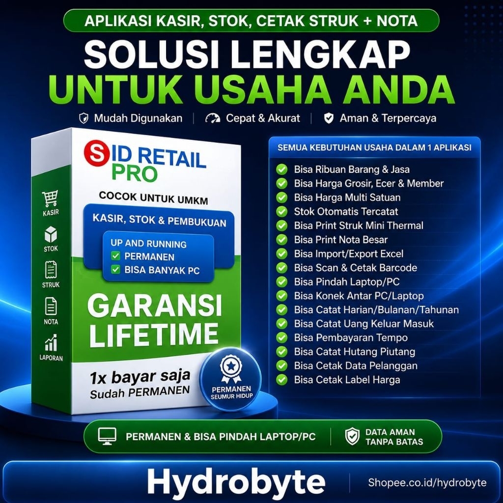 Aplikasi Kasir SID Retail Pro Untuk Toko Minimarket ORIGINAL POS Full Verison Lifetime Komputer Klon