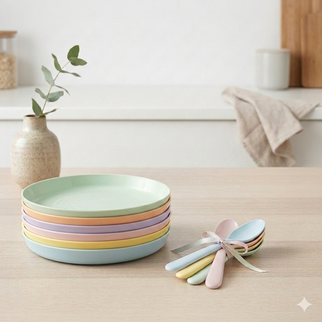 Set piring IKEA kalas 6 pcs dan Sendok kalas 4 pcs Original Ikea