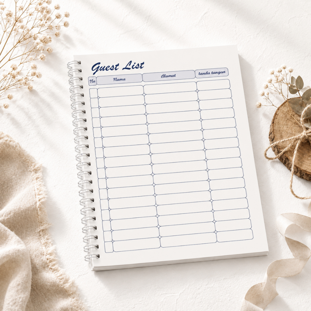 Guest Book Pernikahan Rustic Vintage A5 Buku Tamu Wedding Spiral 100 Lembar Souvenir Nikah