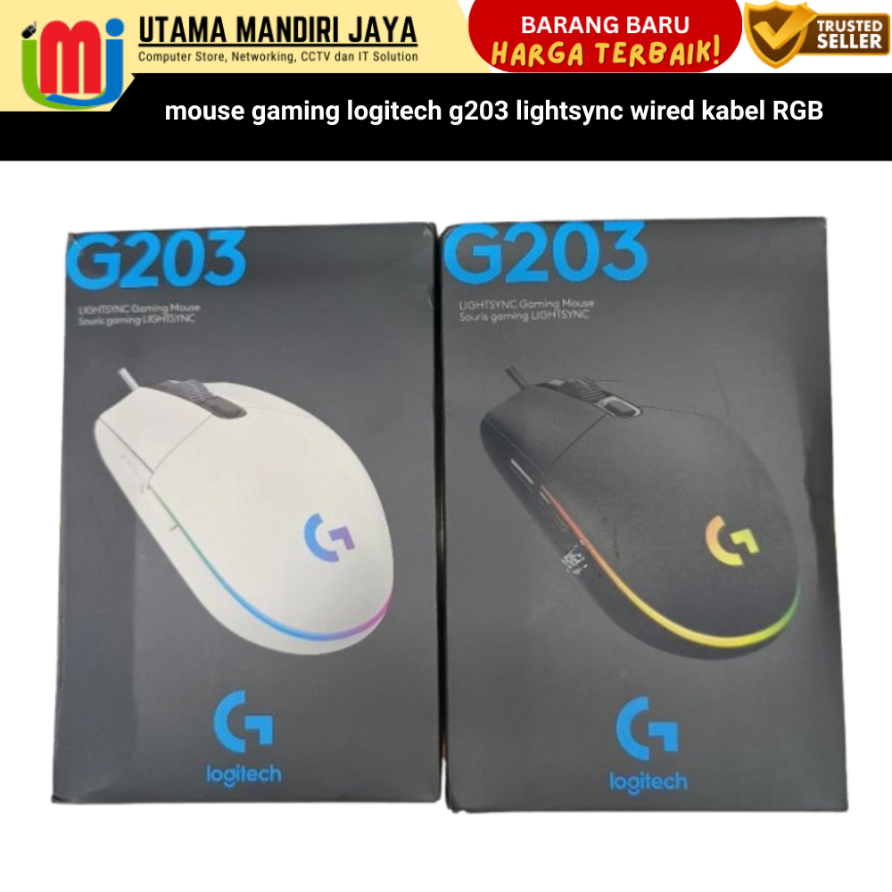 mouse gaming logitech g203 lightsync wired kabel RGB