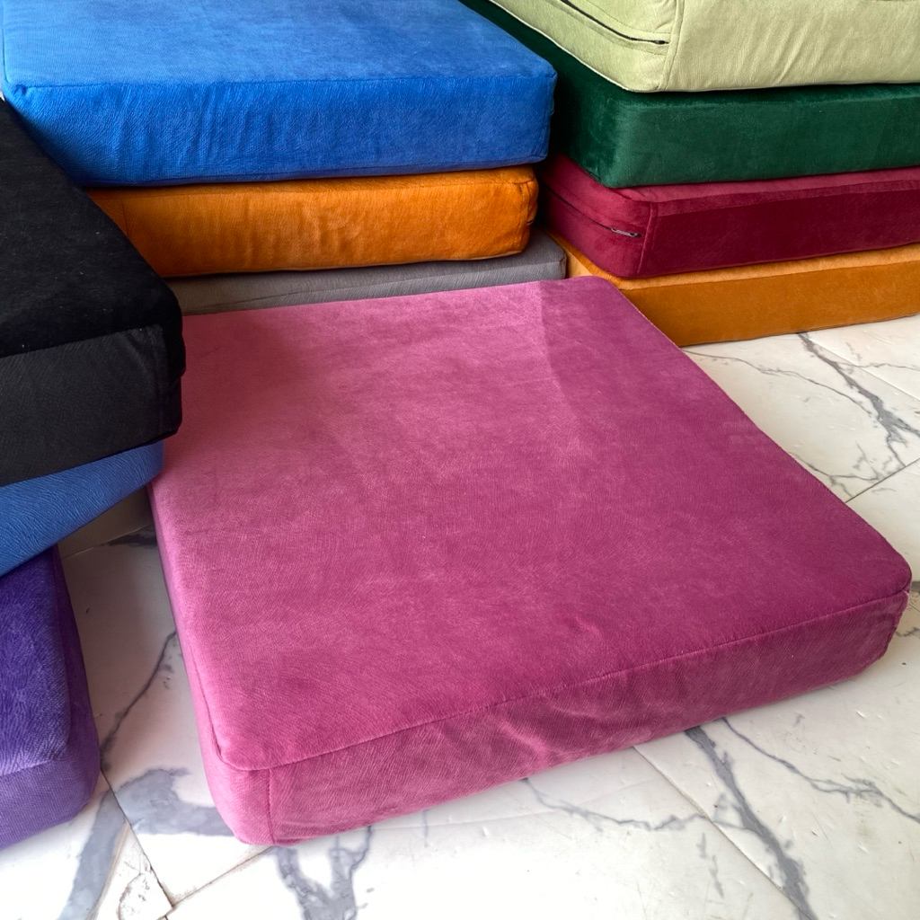 Bantal duduk lesehan ukuran 50x50x8 bahan duduk lesehan persegi kain bludru