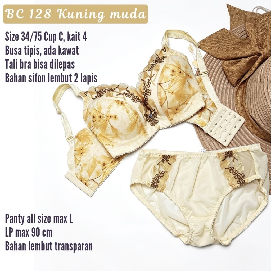 Bra set cantik panty transparan size 34 cup C BC 128