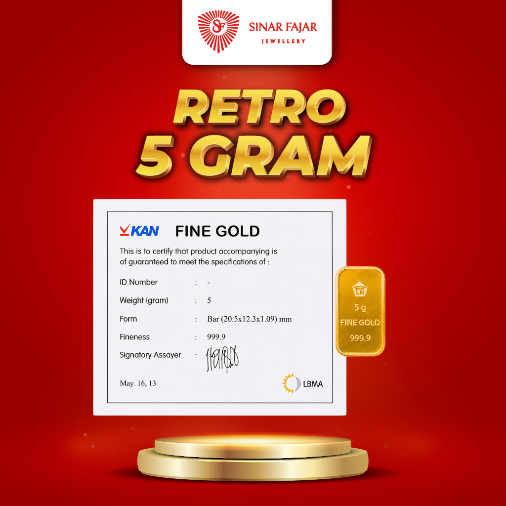 LOGAM MULIA ANTAM RETRO 5 GRAM KEMASAN LAMA KADAR 99.99%