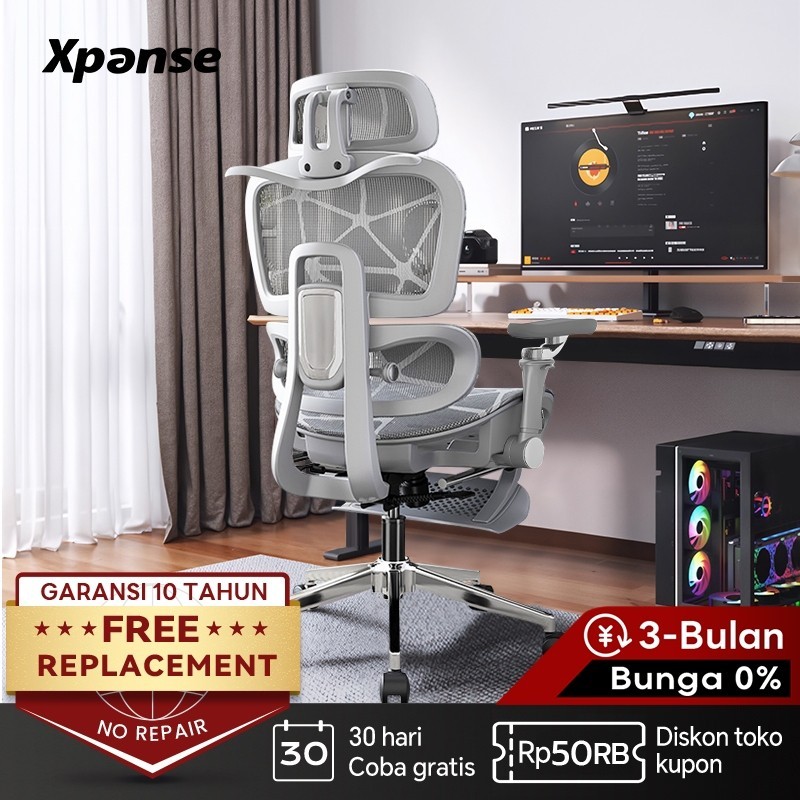 Xpanse LS900 Kursi Kantor Tinggi Sandaran Bisa Diatur Kursi Ergonomis Kursi Putar Ber-Headrest 3D