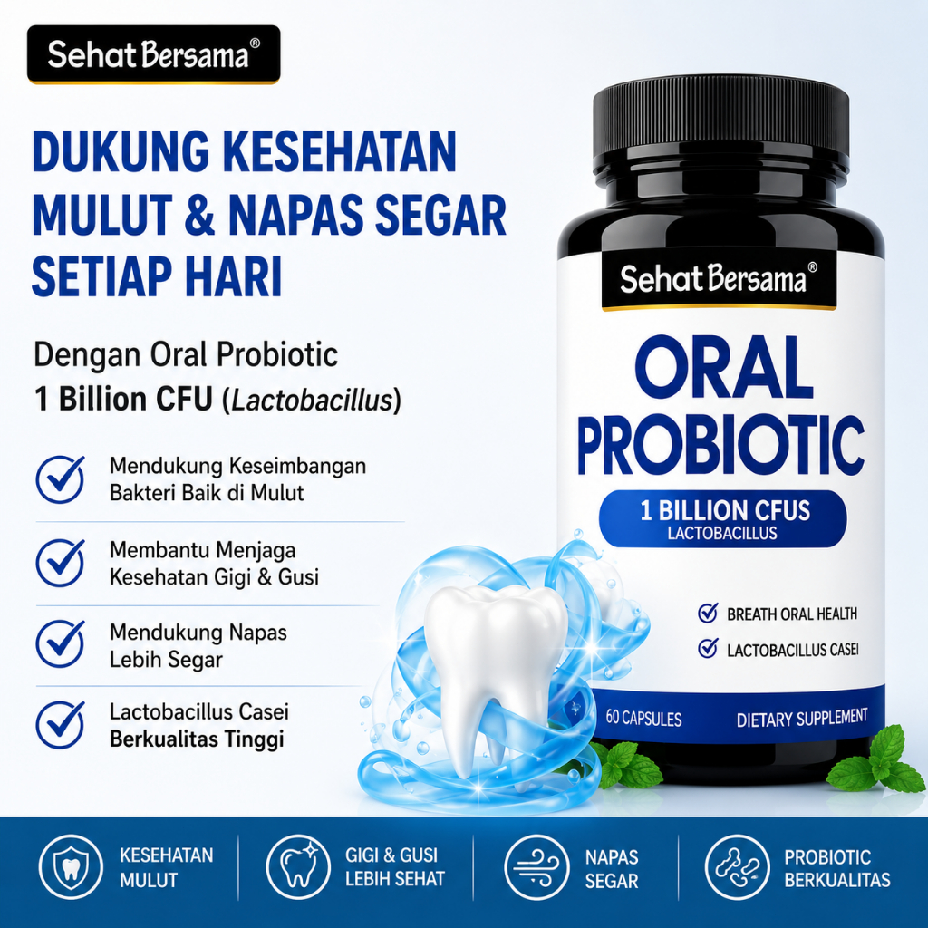 SehatBersama Oral Probiotic 1 Billion CFUs Lactobacillus Casei Softgels | Fresh Breath & Oral Health