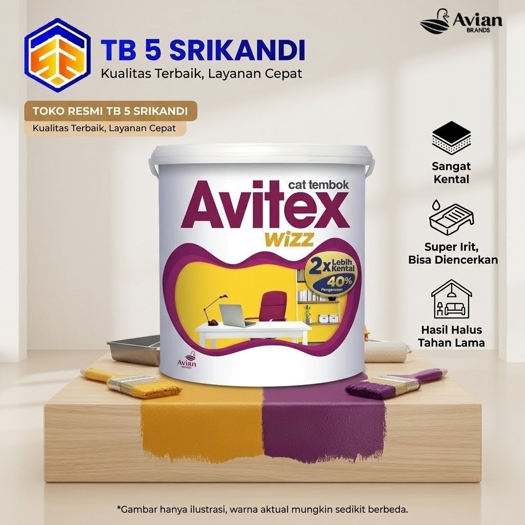Cat Tembok Avitex Wizz 5 Kg - Bisa untuk cat tembok, cat beton, cat Plafond grc atau gypsum