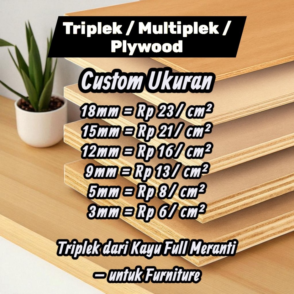 Triplek Full Meranti - Custom Ukuran - (Multiplek / Plywood)