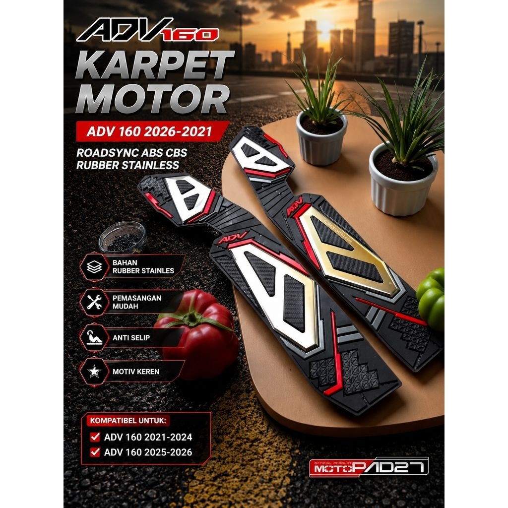 Bordes ADV 160 2025-2022 Karpet pijakan kaki Honda ADV 160 2025-2022 Alas kaki Honda ADV 160 2025-20