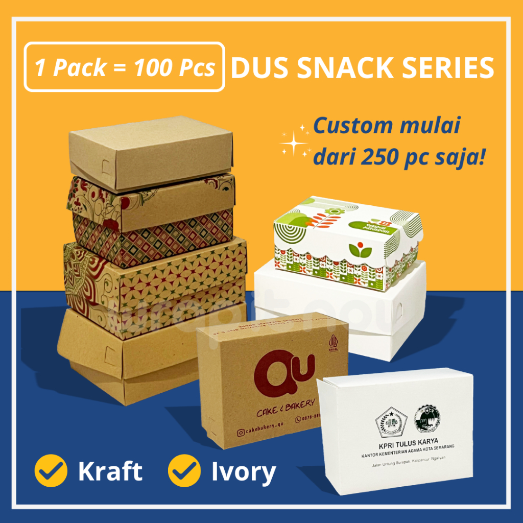 [100 Pcs] Dus snack 13x10x6 14x10x7 16x12x7 15x10x5 12x9x5 14x10x5 R3 R5 AQ T AQ B dus murah snack h