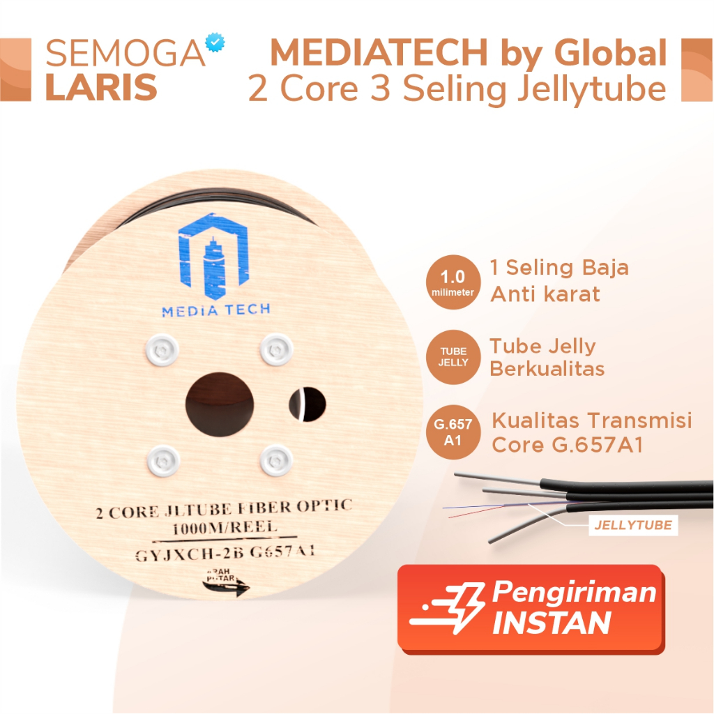 Kabel Dropcore Jellytube 2 Core 3 Seling Mediatech by Global LSZH Type 1KM / 2KM - Kabel FO 2C